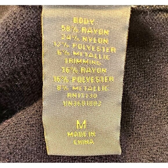 Zac Posen for Target Off Shoulder Black Knit Dress Gold Metallic Deep V Neck M - Picture 7 of 8